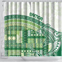 Samoa Mamanu Siapo Forest Green Shower Curtain Tatau Malie