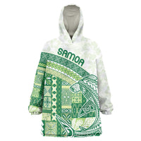 Samoa Mamanu Siapo Forest Green Wearable Blanket Hoodie Tatau Malie