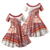 Samoa Mamanu Siapo Crimson Family Matching Long Sleeve Bodycon Dress and Hawaiian Shirt Tatau Malie