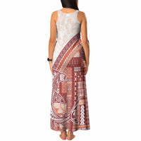 Samoa Mamanu Siapo Crimson Tank Maxi Dress Tatau Malie