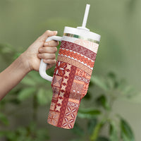 Samoa Mamanu Siapo Crimson Tumbler With Handle Tatau Malie