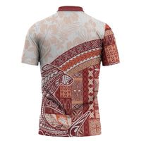 Samoa Mamanu Siapo Crimson Zipper Polo Shirt Tatau Malie