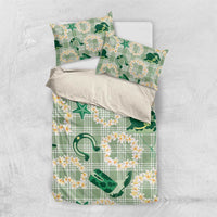 Aloha Hawaii Paniolo Mint Palaka Bedding Set Coastal Rodeo - Polynesian Pride