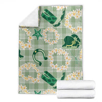 Aloha Hawaii Paniolo Mint Palaka Blanket Coastal Rodeo - Polynesian Pride