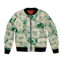Aloha Hawaii Paniolo Mint Palaka Bomber Jacket Coastal Rodeo LT7 Unisex Mint - Polynesian Pride