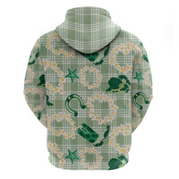 Aloha Hawaii Paniolo Mint Palaka Hoodie Coastal Rodeo - Polynesian Pride