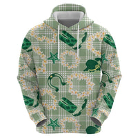 Aloha Hawaii Paniolo Mint Palaka Hoodie Coastal Rodeo - Polynesian Pride