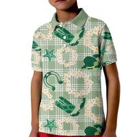 Aloha Hawaii Paniolo Mint Palaka Kid Polo Shirt Coastal Rodeo - Polynesian Pride