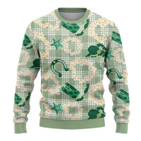 Aloha Hawaii Paniolo Mint Palaka Ugly Christmas Sweater Coastal Rodeo - Polynesian Pride