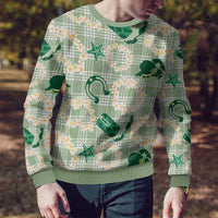 Aloha Hawaii Paniolo Mint Palaka Ugly Christmas Sweater Coastal Rodeo - Polynesian Pride