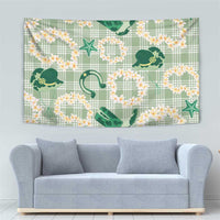 Aloha Hawaii Paniolo Mint Palaka Tapestry Coastal Rodeo - Polynesian Pride