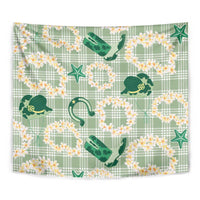 Aloha Hawaii Paniolo Mint Palaka Tapestry Coastal Rodeo - Polynesian Pride