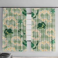 Aloha Hawaii Paniolo Mint Palaka Window Curtain Coastal Rodeo - Polynesian Pride