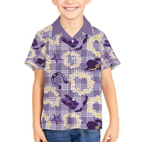 Aloha Hawaii Paniolo Lavender Palaka Kid Hawaiian Shirt Coastal Rodeo - Polynesian Pride
