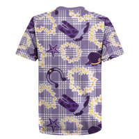 Aloha Hawaii Paniolo Lavender Palaka Rugby Jersey Coastal Rodeo LT7 - Polynesian Pride