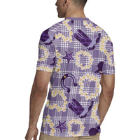 Aloha Hawaii Paniolo Lavender Palaka Rugby Jersey Coastal Rodeo LT7 - Polynesian Pride