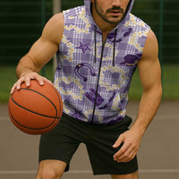 Aloha Hawaii Paniolo Lavender Palaka Sleeveless Zip Hoodie Coastal Rodeo LT7