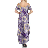 Aloha Hawaii Paniolo Lavender Palaka Summer Maxi Dress Coastal Rodeo - Polynesian Pride
