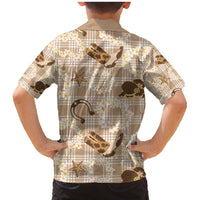 Aloha Hawaii Paniolo Khaki Palaka Family Matching Mermaid Dress and Hawaiian Shirt Coastal Rodeo - Polynesian Pride