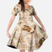 Aloha Hawaii Paniolo Khaki Palaka Family Matching Mermaid Dress and Hawaiian Shirt Coastal Rodeo - Polynesian Pride