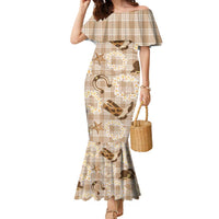 Aloha Hawaii Paniolo Khaki Palaka Family Matching Mermaid Dress and Hawaiian Shirt Coastal Rodeo - Polynesian Pride
