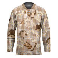 Aloha Hawaii Paniolo Khaki Palaka Hockey Jersey Coastal Rodeo - Polynesian Pride