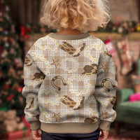 Aloha Hawaii Paniolo Khaki Palaka Kid Ugly Christmas Sweater Coastal Rodeo - Polynesian Pride