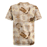 Aloha Hawaii Paniolo Khaki Palaka Rugby Jersey Coastal Rodeo LT7 - Polynesian Pride