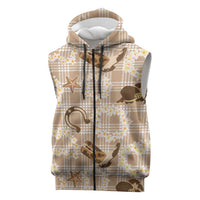 Aloha Hawaii Paniolo Khaki Palaka Sleeveless Zip Hoodie Coastal Rodeo LT7