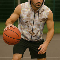 Aloha Hawaii Paniolo Khaki Palaka Sleeveless Zip Hoodie Coastal Rodeo LT7