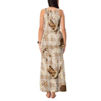 Aloha Hawaii Paniolo Khaki Palaka Tank Maxi Dress Coastal Rodeo - Polynesian Pride