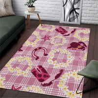 Aloha Hawaii Paniolo Lokelani Rose Palaka Area Rug Coastal Rodeo - Polynesian Pride