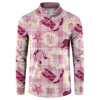 Aloha Hawaii Paniolo Lokelani Rose Palaka Button Sweatshirt Coastal Rodeo - Polynesian Pride