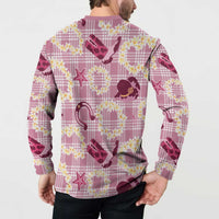 Aloha Hawaii Paniolo Lokelani Rose Palaka Button Sweatshirt Coastal Rodeo - Polynesian Pride