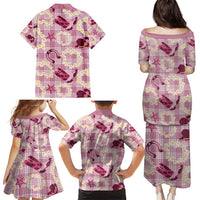 Aloha Hawaii Paniolo Lokelani Rose Palaka Family Matching Puletasi and Hawaiian Shirt Coastal Rodeo - Polynesian Pride