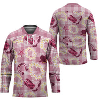 Aloha Hawaii Paniolo Lokelani Rose Palaka Hockey Jersey Coastal Rodeo - Polynesian Pride