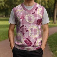 Aloha Hawaii Paniolo Lokelani Rose Palaka Christmas Knitted V-Neck Vest Coastal Rodeo - Polynesian Pride