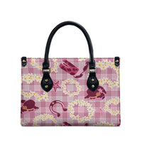 Aloha Hawaii Paniolo Lokelani Rose Palaka Leather Bag Coastal Rodeo - Polynesian Pride