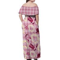 Aloha Hawaii Paniolo Lokelani Rose Palaka Off Shoulder Maxi Dress Coastal Rodeo - Polynesian Pride