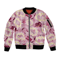 Aloha Hawaii Paniolo Lokelani Rose Palaka Sleeve Zip Bomber Jacket Coastal Rodeo LT7 Unisex Rose Pink - Polynesian Pride