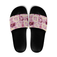 Aloha Hawaii Paniolo Lokelani Rose Palaka Slide Sandals Coastal Rodeo LT7 Rose Pink - Polynesian Pride