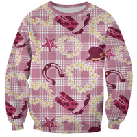 Aloha Hawaii Paniolo Lokelani Rose Palaka Sweatshirt Coastal Rodeo LT7 Unisex Rose Pink - Polynesian Pride