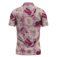 Aloha Hawaii Paniolo Lokelani Rose Palaka Zipper Polo Shirt Coastal Rodeo - Polynesian Pride