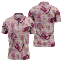 Aloha Hawaii Paniolo Lokelani Rose Palaka Zipper Polo Shirt Coastal Rodeo - Polynesian Pride