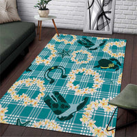 Aloha Hawaii Paniolo Teal Palaka Area Rug Coastal Rodeo - Polynesian Pride