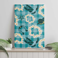 Aloha Hawaii Paniolo Teal Palaka Canvas Wall Art Coastal Rodeo - Polynesian Pride