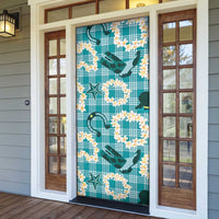 Aloha Hawaii Paniolo Teal Palaka Door Cover Coastal Rodeo LT7 - Polynesian Pride