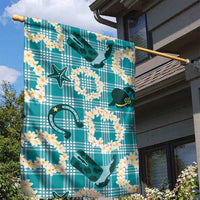 Aloha Hawaii Paniolo Teal Palaka Garden Flag Coastal Rodeo - Polynesian Pride