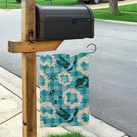 Aloha Hawaii Paniolo Teal Palaka Garden Flag Coastal Rodeo - Polynesian Pride