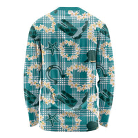 Aloha Hawaii Paniolo Teal Palaka Long Sleeve Shirt Coastal Rodeo - Polynesian Pride